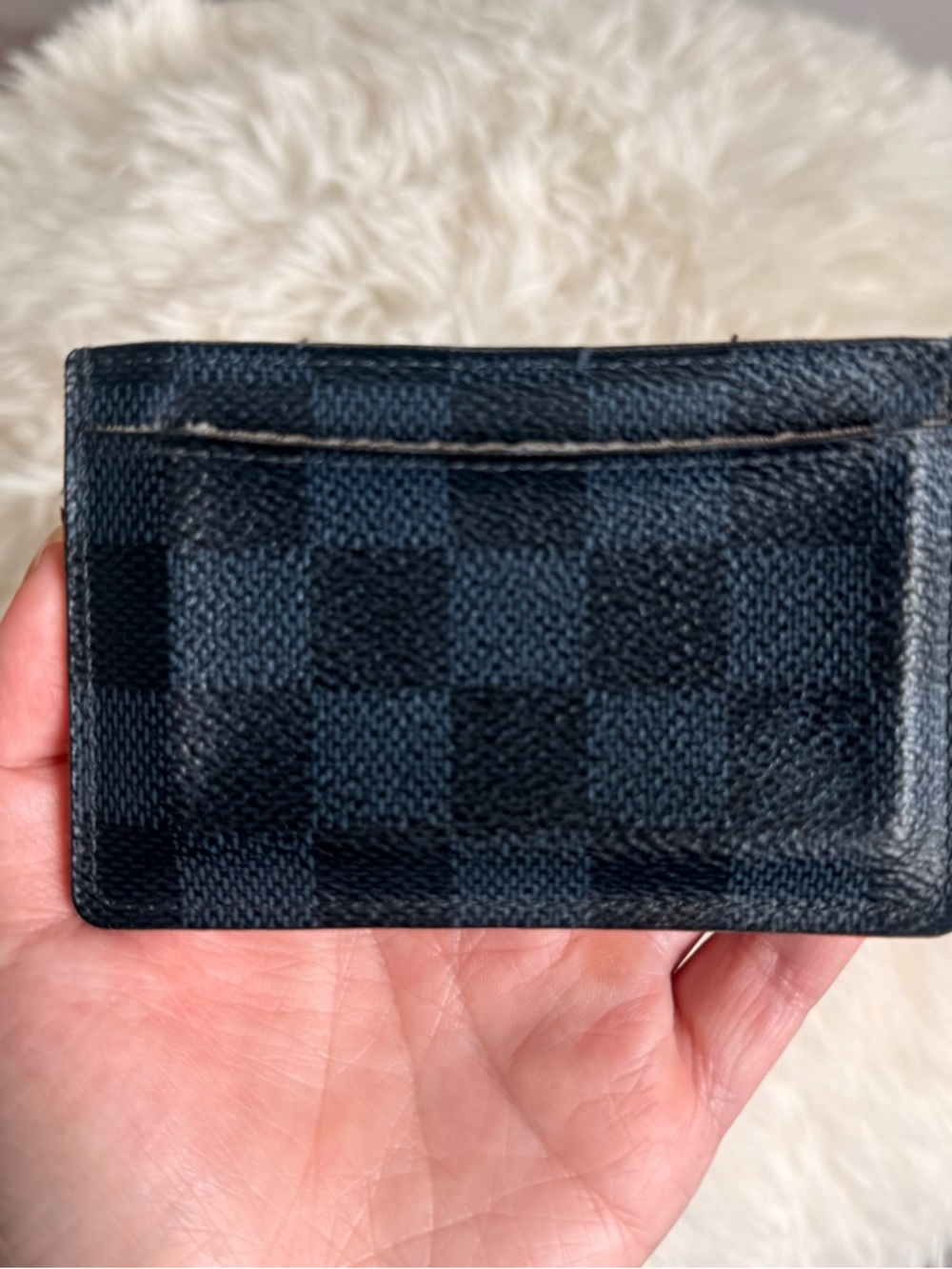 Louis Vuitton Black Damier Cobalt Card Holder with Orange Logo Stripe - “Race” - Picture 2 of 7